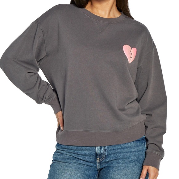 Wildfox I Wish It Was Saturday Grey/Pink Crewneck Sweatshirt - Picture 2 of 7